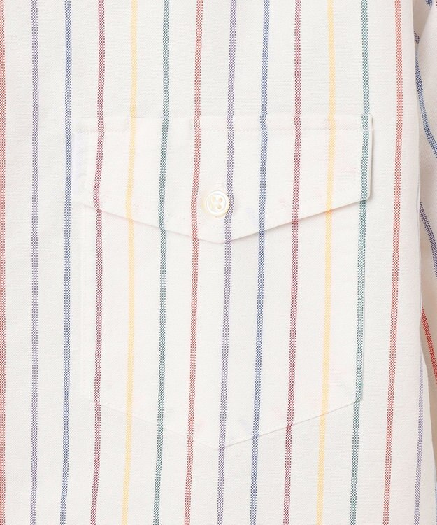 J.PRESS MEN コットンオックス マルチストライプ シャツ / ボタンダウン ホワイト系1