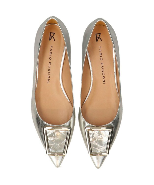 INTER-CHAUSSURES 【FABIO RUSCONI】ポインテッドトウバックルパンプス シルバー