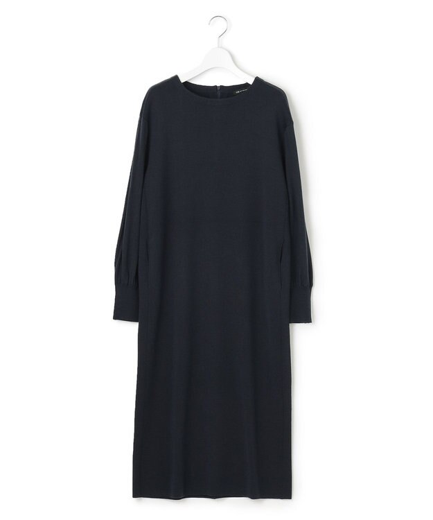 23区 【CLASSY.1月号掲載】ウールブレンド パール ニットワンピース ネイビー系