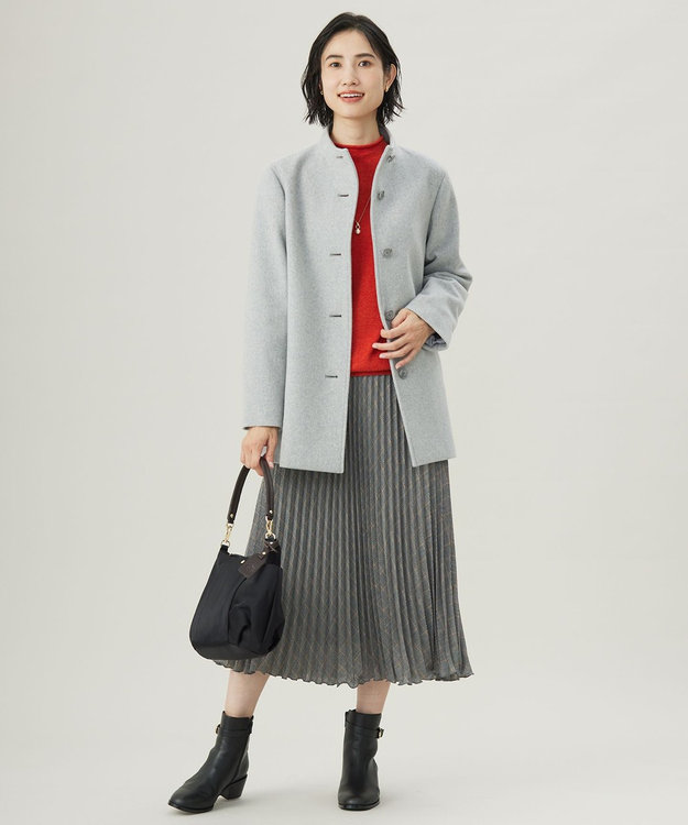 J.PRESS LADIES S 【洗える】CASHMERE BLEND スタンドカラー ニット オレンジ系
