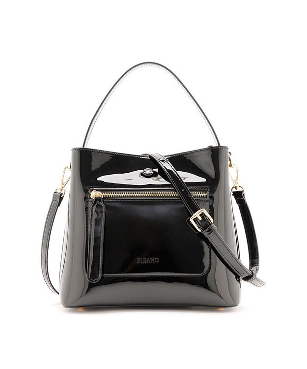 MioFIRANO スクエアエナメルハンドバッグ 2WAY　FIRANO フィラノ BLACK