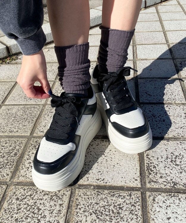 WEGO ボリュームレースアップ厚底スニーカー ブラック