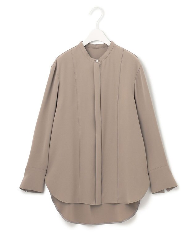 ICB 【WEB限定カラーあり・洗える】 ライトダブルクロス バンドカラーシャツ ライトモカ系