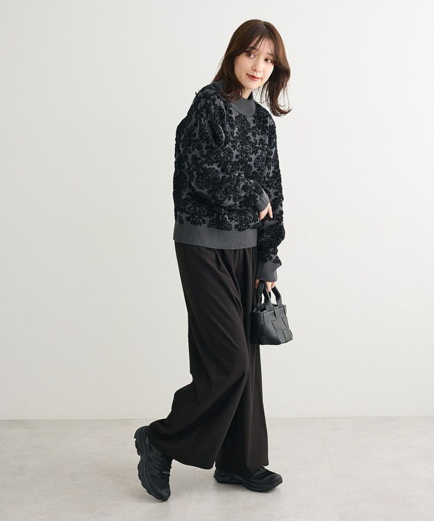 Green Parks ・ｓｗｉｎｇ　ｂｙ　アラベスクジャカードニット Charcoal Gray