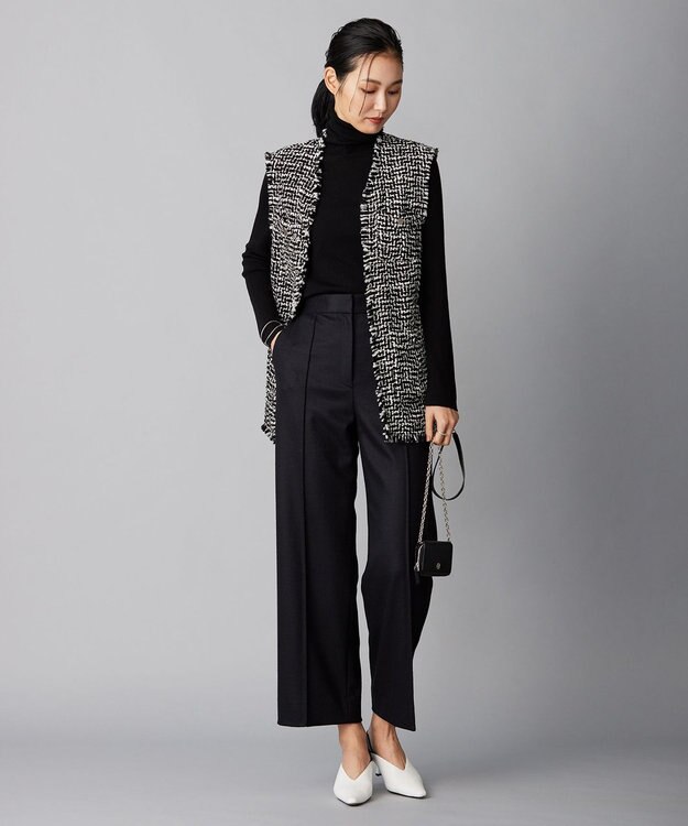 ICB ウールミルドジャージー ワイドストレートパンツ ブラック系