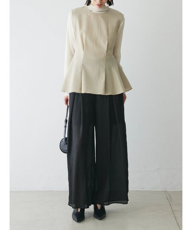 Green Parks AnriettMusee ラメ切替スリーブリブシアーニット Off White