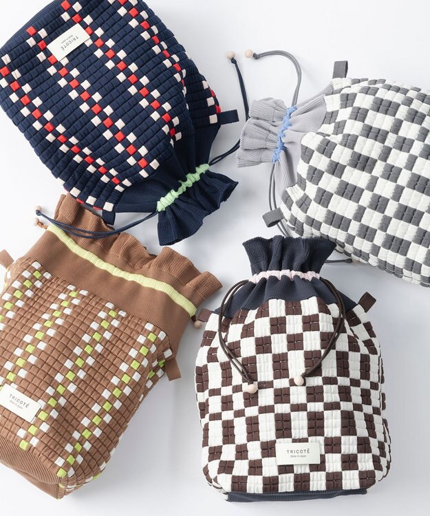 TRICOTE ピクセル巾着ポーチバッグ 39NAVY