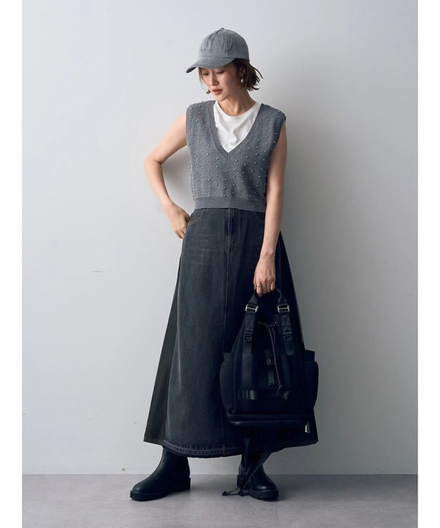 YECCA VECCA 異素材MIXデニムスカート② Black