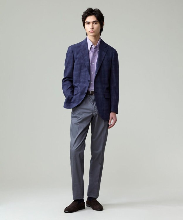 J.PRESS MEN 【ストレッチ】グリストーンダンプ ステムテーパードパンツ グレー系