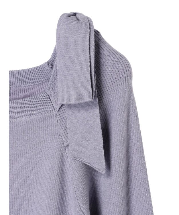 earth music&ecology 肩リボンニットプルオーバー Grayish Blue