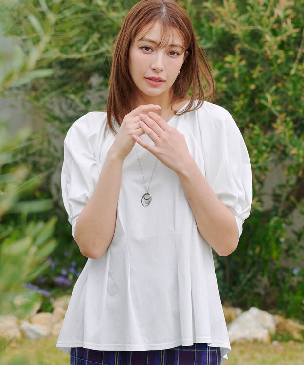 Tiaclasse L 【接触冷感・UVカット・吸水速乾・洗える】 ラグランスリーブトップス オフホワイト