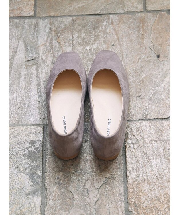 AMERICAN HOLIC 【整履き】スクエアトゥスェードフラットシューズ Light Beige
