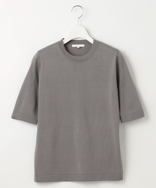 自由区 【アンサンブル対応・洗える】シャインハイゲージ5分袖 ニット グレー