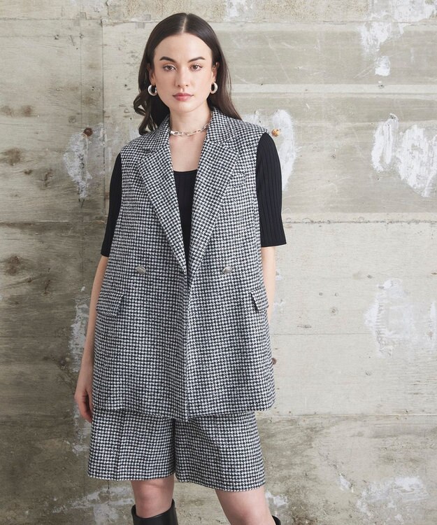 GRACE CONTINENTAL 千鳥ウールハーフパンツ ブラック