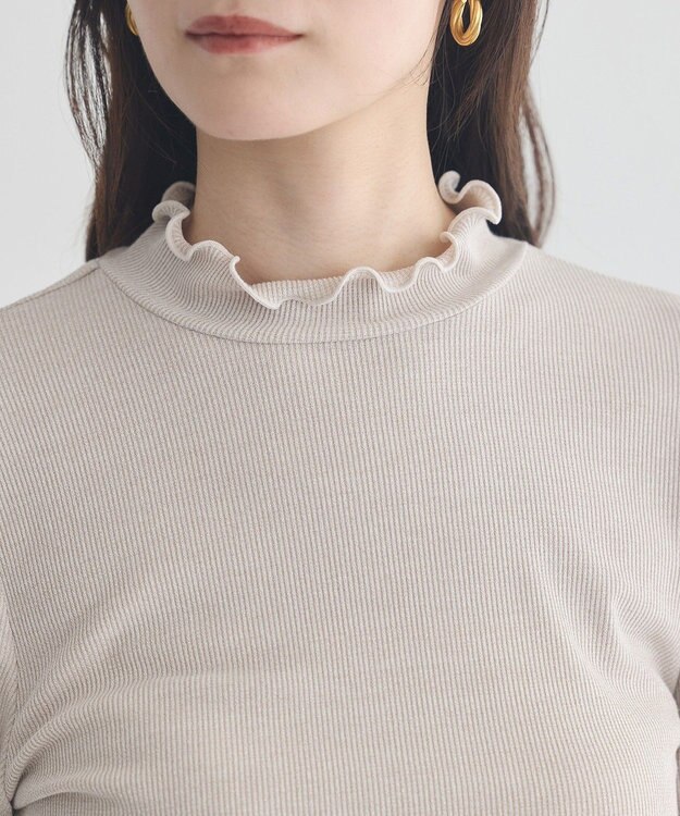 earth music&ecology ラメテレコハイネックプルオーバー Beige