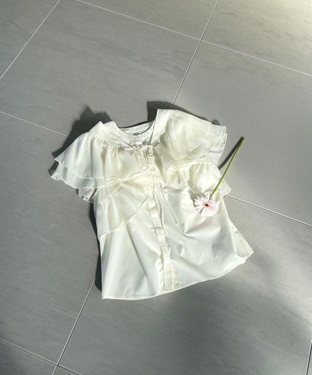 Feroux 【2WAY】フリルコンビ ブラウス アイボリー系