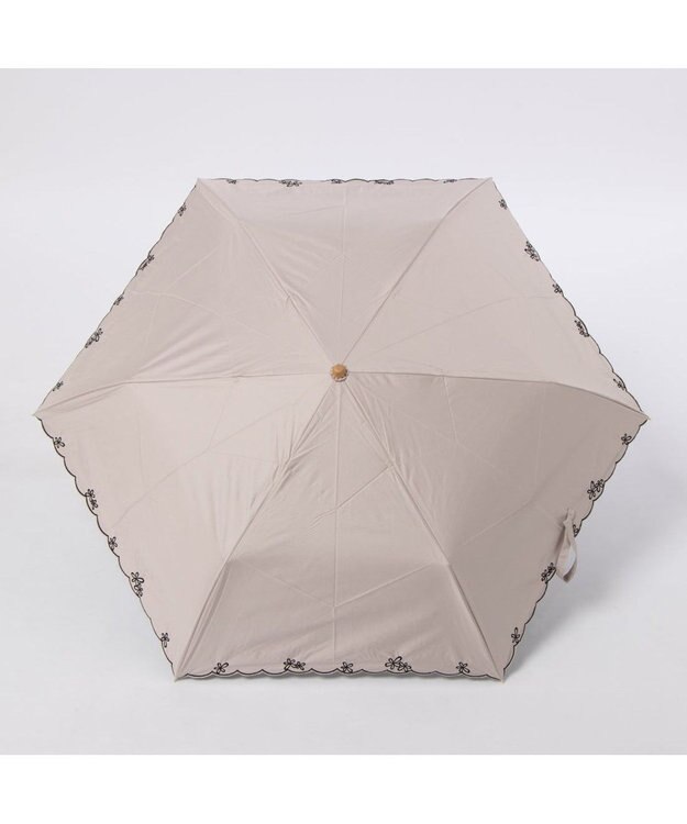UNBILLION カシュネ cachenez /【晴雨兼用　日傘　UVカット率・遮光率100％生地使用 】PUプチフラワー刺繍ミニ折りたたみ傘 ピンク