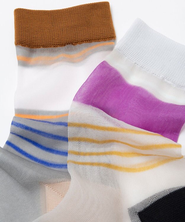 TRICOTE シアーボーダーソックス 82BEIGE