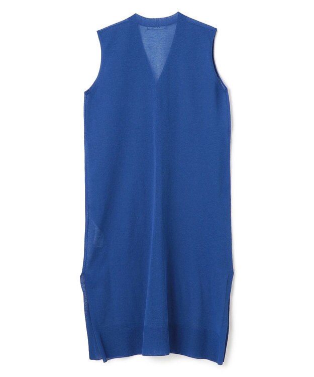 BEIGE， 【洗える】MILANO / リネン混シアーロングジレカーディガン Blue