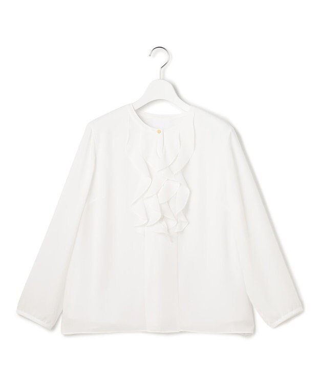 23区 【洗える】ジョーゼットフリル ブラウス ホワイト系