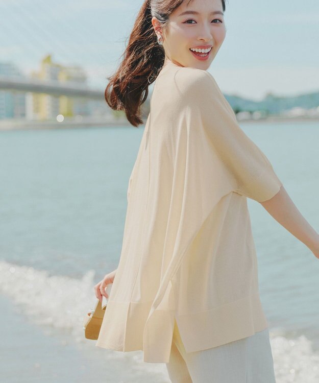 Tiaclasse 【新色追加】サラサラUVシアーニットドルマントップス エクリュ