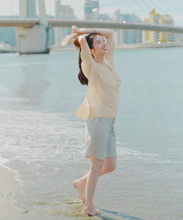 Tiaclasse 【新色追加】サラサラUVシアーニットドルマントップス エクリュ