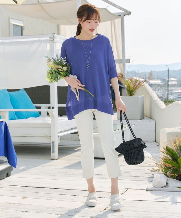 Tiaclasse 【新色追加】サラサラUVシアーニットドルマントップス ブルー