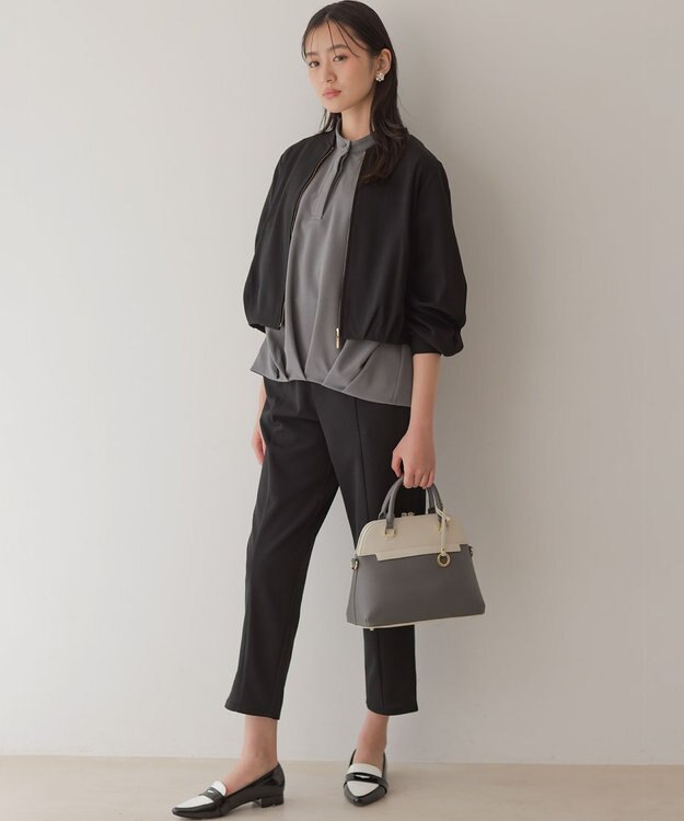 組曲 【WEB限定】ジョーゼットジャージードルマンスリーブ ブラウス グレー系