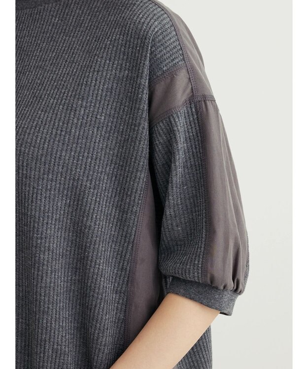 Green Parks ワッフル布帛ドッキングプルオーバー２ Gray Mixture