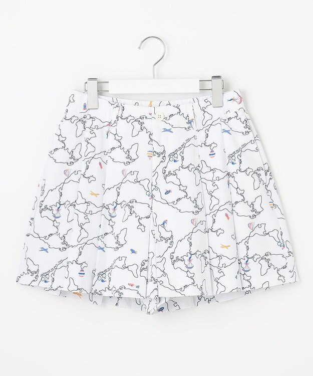 23区GOLF 【WOMEN】ワールドマップ柄 ボックスプリーツ入り キュロットスカート ホワイト系5