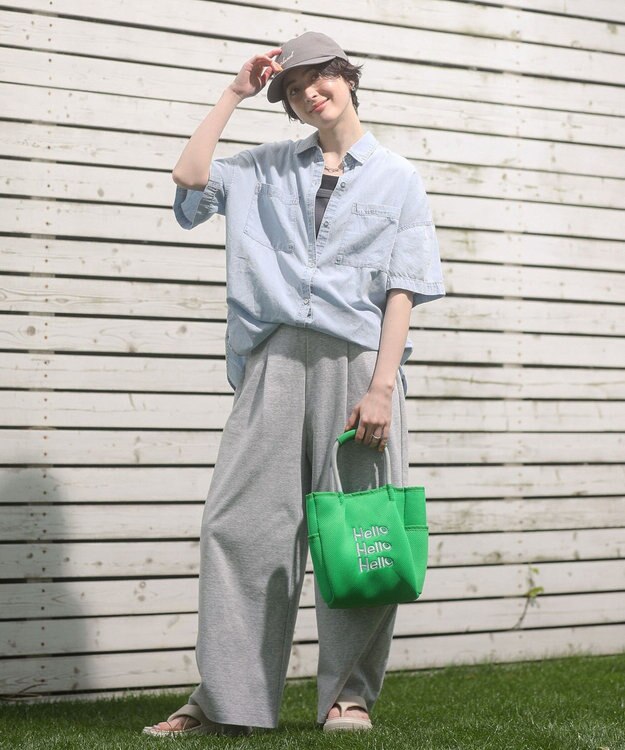 Green Parks ロープハンドルメッシュトートバッグミニ Gray