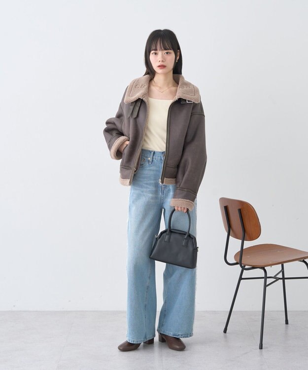 earth music&ecology フェイクムートンジャケット Brown