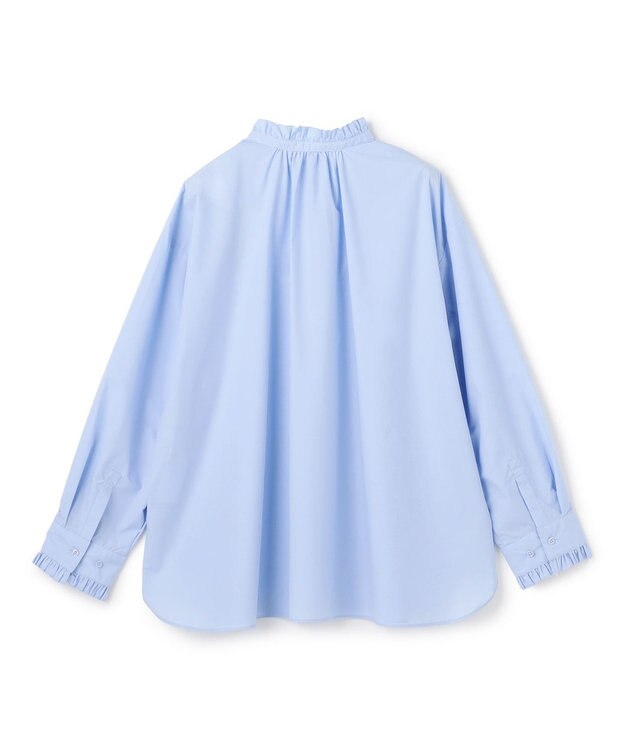 UNFILO フリルネック ブラウス サックス