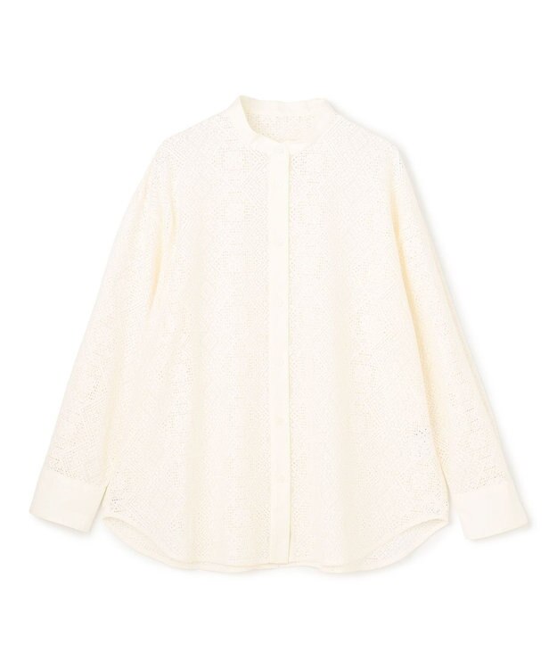 UNFILO ブロックレース バンドカラーシャツ エクリュ