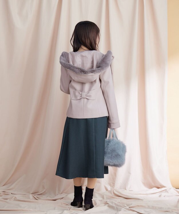 Tiaclasse フレアツイードスカート ネイビー