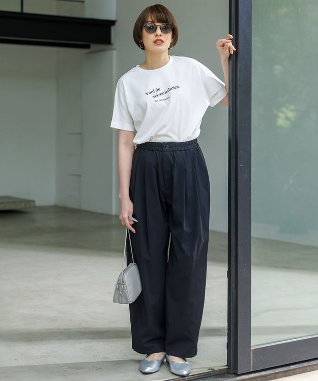 ANY L 【洗濯機可/ウエストゴム】撥水バレルパンツ ブラック