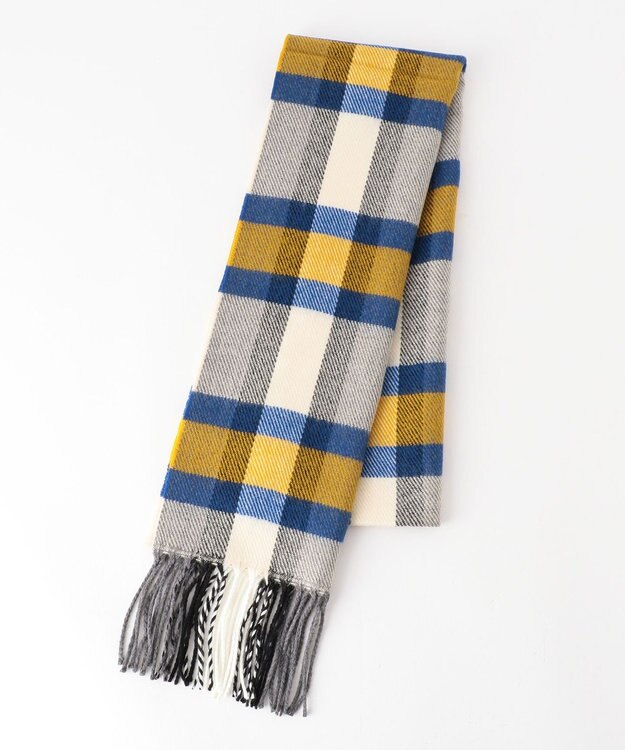 JOSEPH ABBOUD 【フランス製】マルチカラーチェック ストール ブルー系4