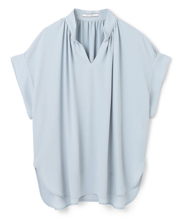 BEIGE， 【WEB限定・洗える】CELOSIA / スキッパーブラウス Sax