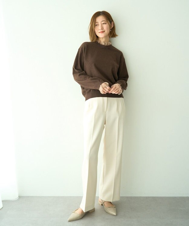 YECCA VECCA 2wayフリルクルーネックニット Brown