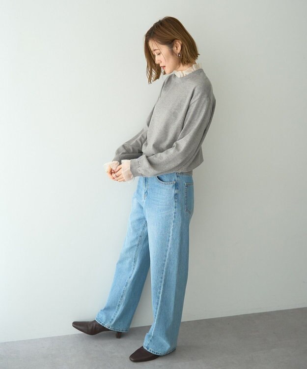 YECCA VECCA 2wayフリルクルーネックニット Gray