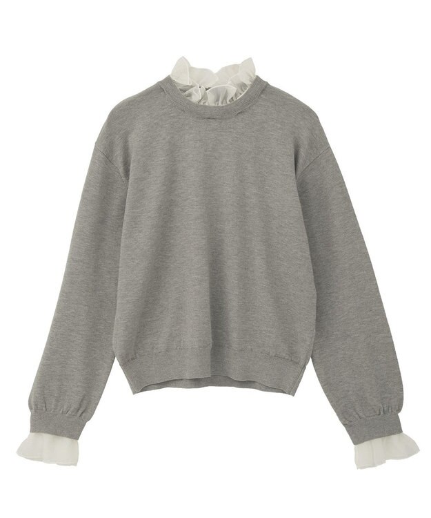 YECCA VECCA 2wayフリルクルーネックニット Gray