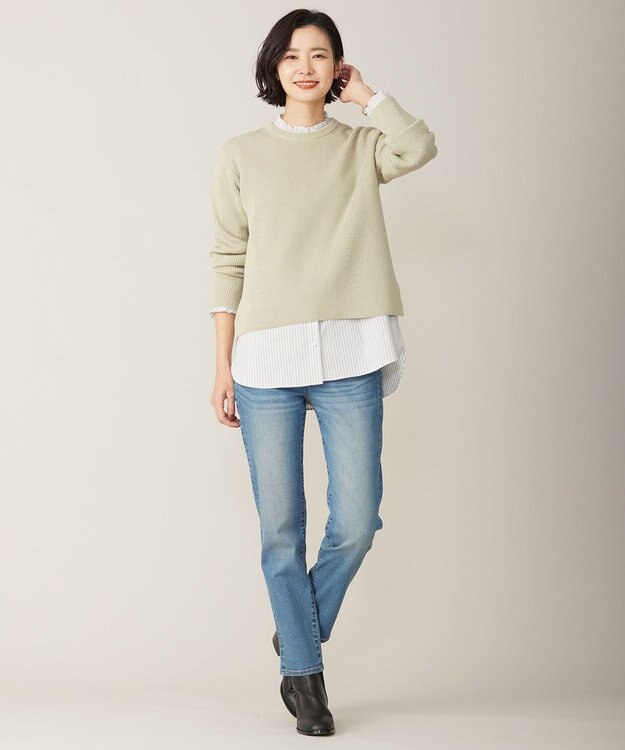 J.PRESS LADIES L 【洗える】BASIC STRETCH DENIM スキニー パンツ ダルブルー系