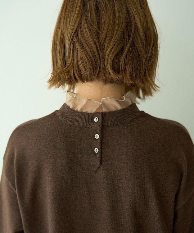 YECCA VECCA 2wayフリルクルーネックニット Brown