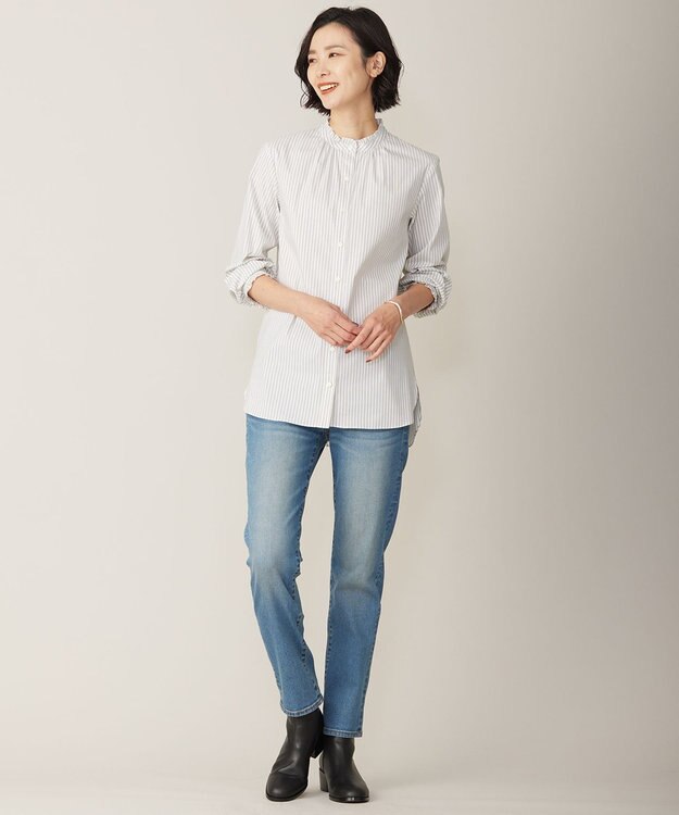 J.PRESS LADIES L 【洗える】BASIC STRETCH DENIM スキニー パンツ ダルブルー系