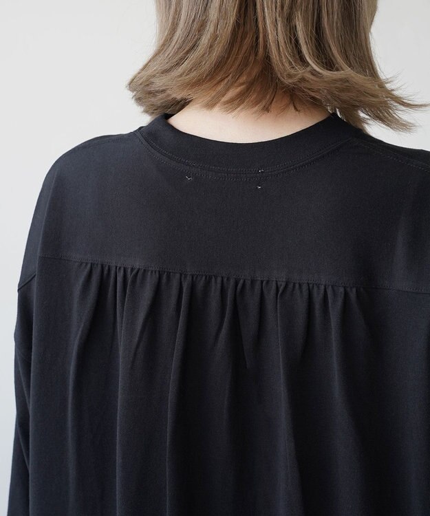 HAAG スマイルコットン LONG SLEEVE ONEPIECE ワンピース ブラック