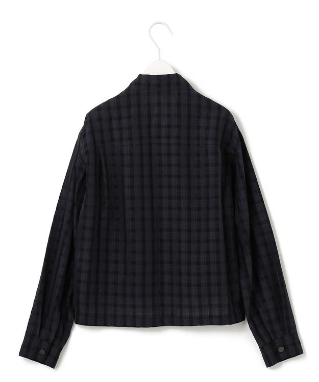ICB シアーチェックジャカード クロップドジャケット ネイビー×ブラック系