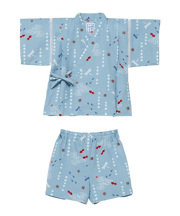 MIKI HOUSE HOT BISCUITS 【ミキハウス】【80-150cm】 金魚・とんぼ和柄の甚平スーツ ブルー