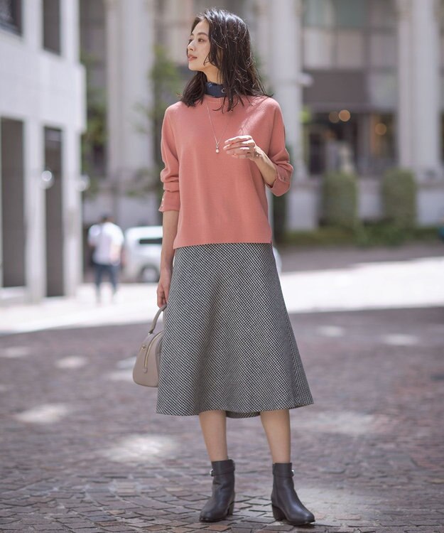 J.PRESS LADIES L 【洗える】SEMI WORSTED WOOL クルーネック ニット ピンク系