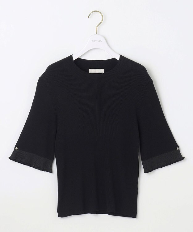 ANY SIS 【洗える】シアーディテール ニット ブラック