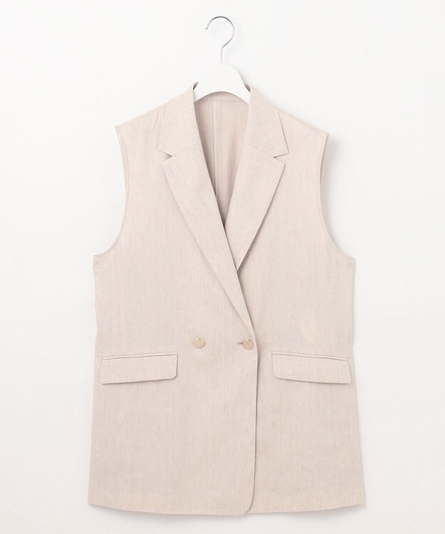 自由区 【セットアップ対応・洗える】リネンビスコースストレッチ ジレ フラックス